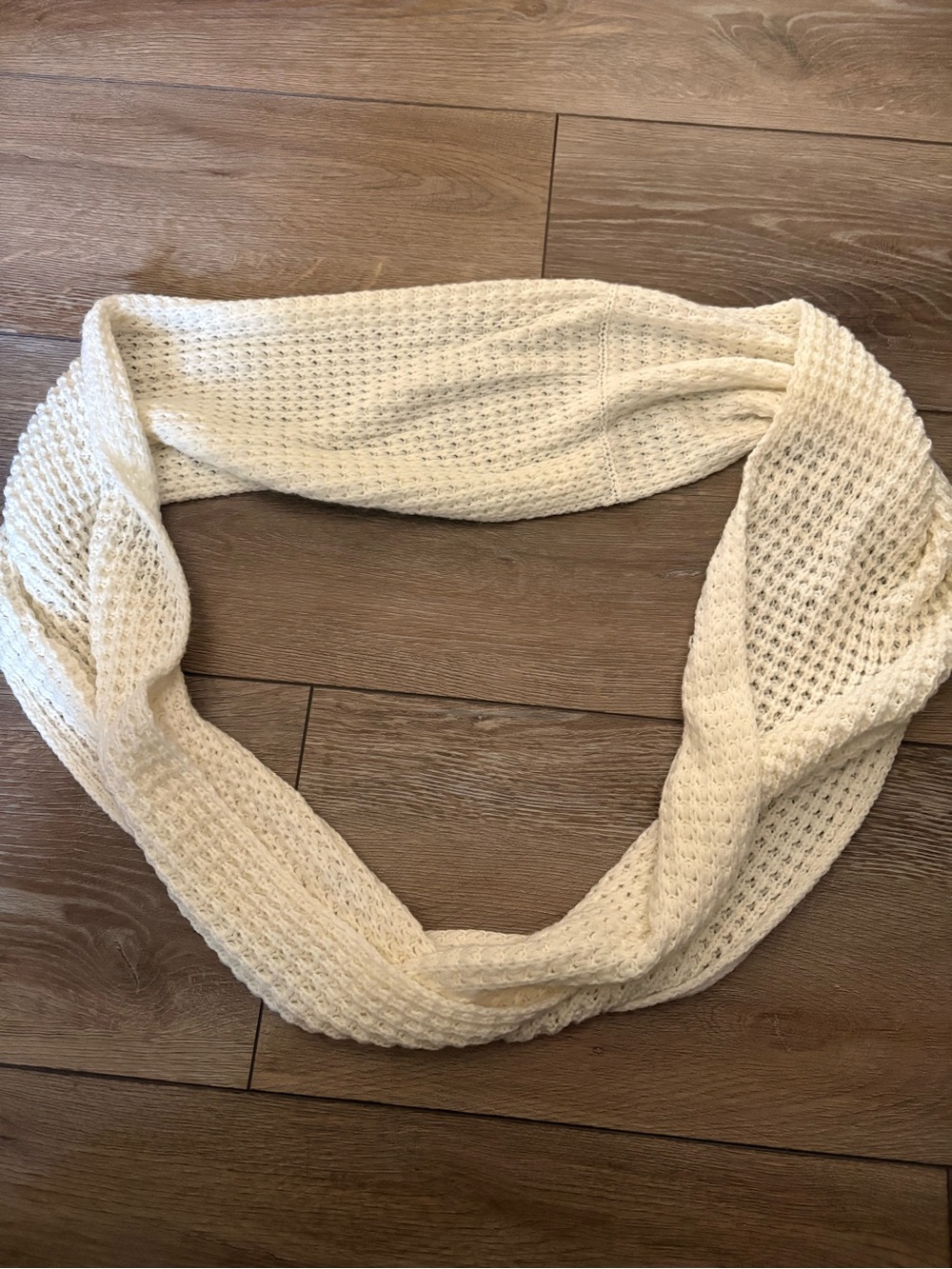 Cream Knit Infinity Scarf - Lightweight Women's Loop Wrap